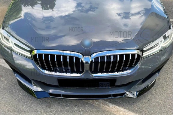 Черный лаковый сплиттер переднего бампера INMAX для BMW 5 (G30, G31)