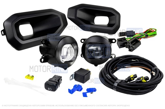 Комплект подключения ПТФ Sal-Man 120W 32000lux (ближний, дальний) с рамками (кронштейнами) для Лада Нива Тревел RS(26)