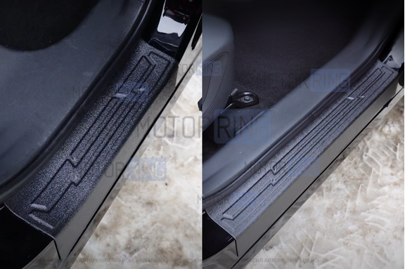Накладки на внутренние пороги дверей Русская Артель со скотчем для Changan CS55 Plus c 2019 г.в., UNI-S c 2024 г.в.