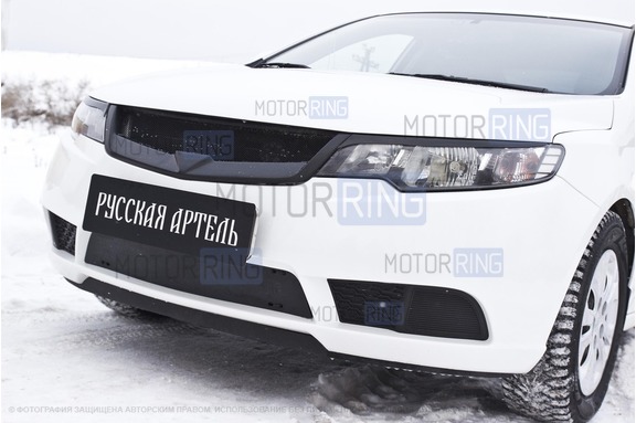 Зимняя заглушка решетки переднего бампера Русская Артель для KIA Cerato 2 седан 2008-2013 г.в.
