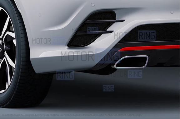 Вставки заднего бампера c накладками для Лада Веста Sport, Веста NG SportLine