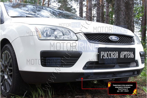 Защитная сетка решетки переднего бампера Русская Артель для Ford Focus 2 2005-2008 г.в.