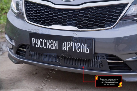 Защитная сетка решетки переднего бампера Русская Артель для KIA Rio 3 2015-2016 г.в.