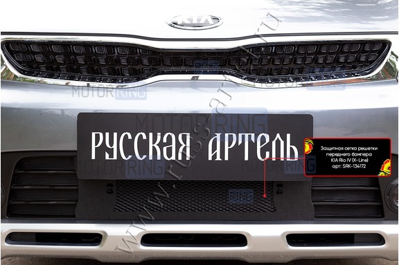 Защитная сетка решетки переднего бампера Русская Артель для KIA Rio 4 X-Line 2017-2019 г.в.