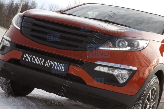Решетка радиатора Русская Артель 4 планки с черной сеткой для KIA Sportage 3 2010-2015 г.в.