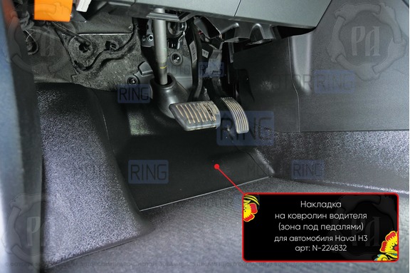 Накладка на ковролин водителя (зона под педалями) Русская Артель для Haval H3 2024-2026 г.в.