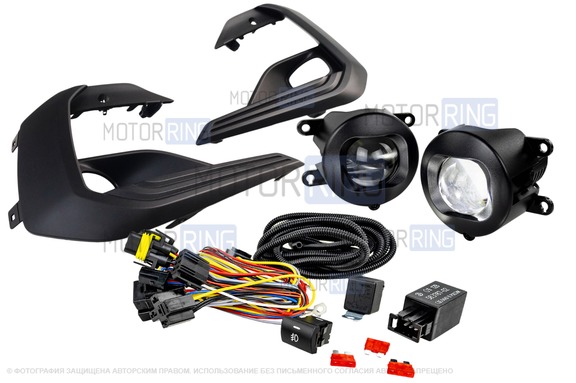 Комплект подключения ПТФ Sal-Man 120W 32000lux с рамками (кронштейнами) для Лада Веста NG Кросс