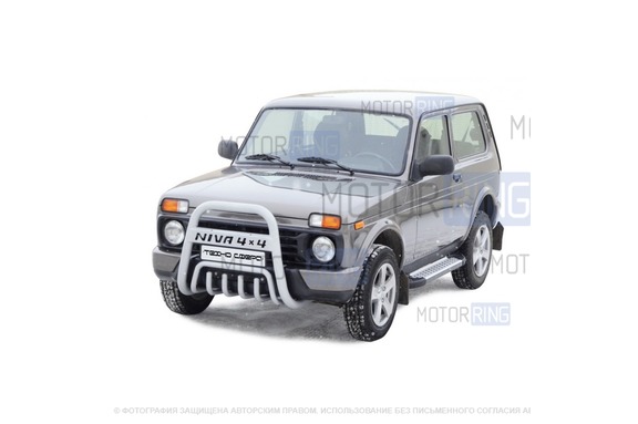 Дуга передняя ТехноСфера Niva 4x4 с дополнительной защитой двигателя d63,5 для Лада 4х4, Нива Легенд с бамперами Урбан