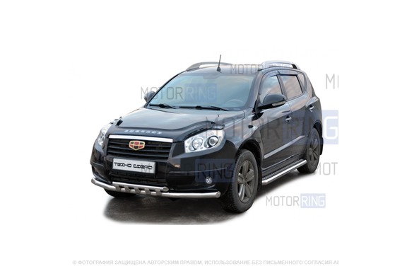 Защита переднего бампера ТехноСфера Труба двойная d63,5  для Geely Emgrand X7 2011-2016 г.в.
