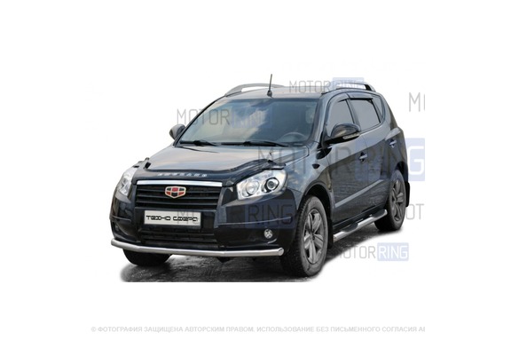 Защита порогов ТехноСфера Труба с проступью d76  для Geely Emgrand X7 2011-2016 г.в.