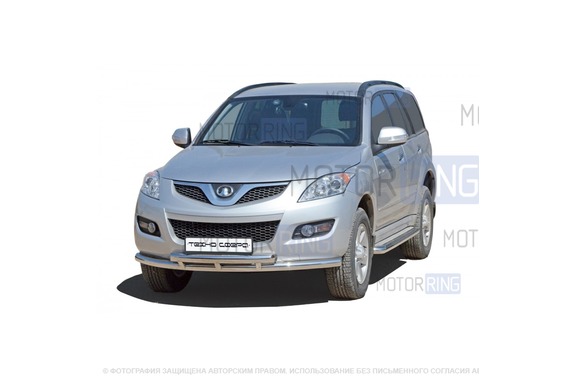 Защита переднего бампера ТехноСфера Труба двойная d63,5  для GreatWall Hover H5 2010-2017 г.в.