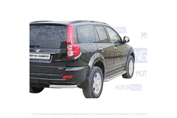 Защита порогов ТехноСфера с алюминиевыми накладками d63,5  для GreatWall Hover H5 2010-2017 г.в.