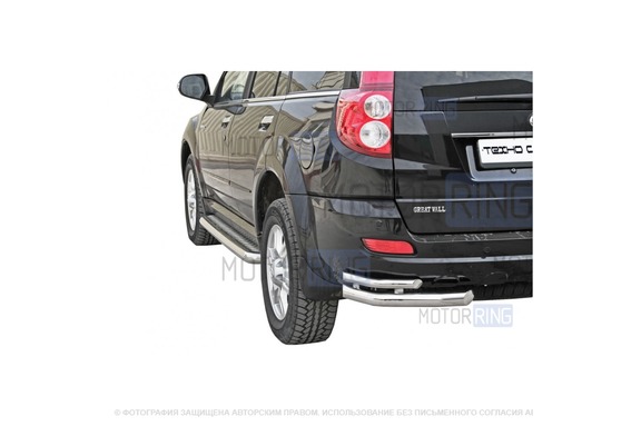 Защита заднего бампера ТехноСфера Уголки двойные d63,5  для GreatWall Hover H5 2010-2017 г.в.