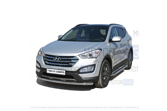 Защита переднего бампера ТехноСфера Труба d63,5  для Hyundai Santa-Fe 2012-2016 г.в.