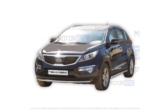 Защита порогов ТехноСфера Труба d63,5 из нержавеющей стали для KIA Sportage 2014-2016 г.в.