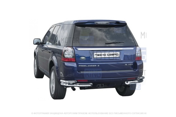 Защита заднего бампера ТехноСфера Уголки двойные d63,5  для Land Rover Freelander 2 2012-2014 г.в.