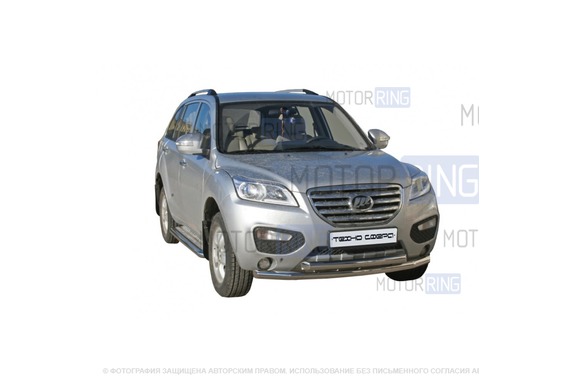 Защита переднего бампера ТехноСфера Труба двойная d63,5  для Lifan X60 2011-2015 г.в.