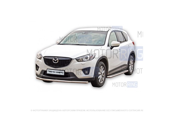 Защита переднего бампера ТехноСфера Труба d63,5  для Mazda CX-5 2011-2017 г.в.