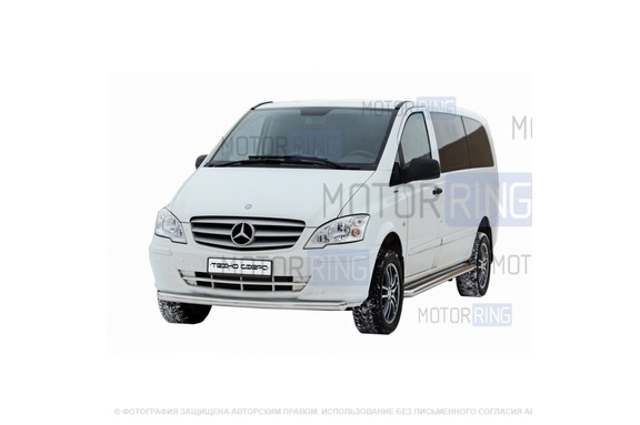Защита переднего бампера ТехноСфера Труба d63,5 для Mercedes-Benz Viano/Vito кол.база 3200 2010-2014 г.в.