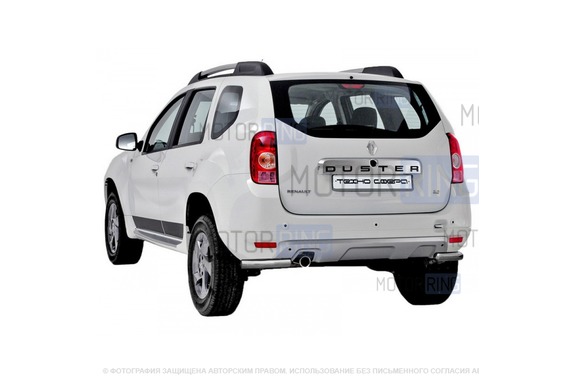 Защита заднего бампера ТехноСфера стальные Уголки d63,5 для Renault Duster 2010-2015 г.в.