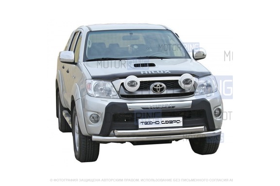 Защита порогов ТехноСфера стальная Труба с проступью d76 для Toyota Hilux Pickup 2004-2011 г.в.