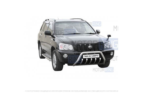 Защита порогов ТехноСфера стальная Труба с проступью d76 для Toyota Kluger V FOUR 2000-2003 г.в.