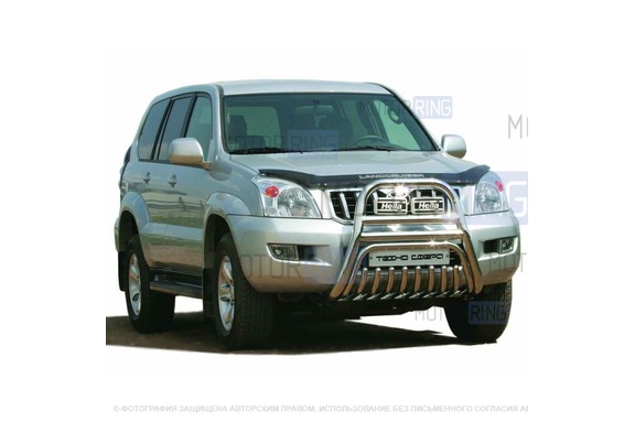 Защита переднего бампера ТехноСфера из нержавеющей стали d76 для Toyota Land Cruiser Prado 120 2002-2009 г.в.