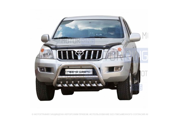 Защита переднего бампера ТехноСфера  Низкая d63,5 для Toyota Land Cruiser Prado 120 2002-2009 г.в.