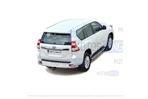 Защита заднего бампера ТехноСфера Труба с уголками d63,5 для Toyota Land Cruiser Prado 150 2009-2020 г.в.