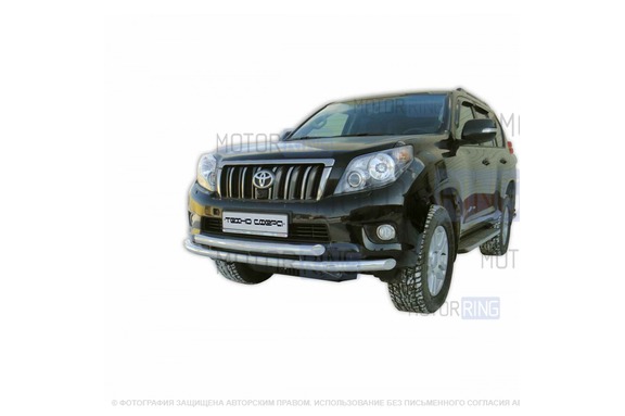 Защита переднего бампера ТехноСфера Труба двойная d63,5 для Toyota Land Cruiser Prado 150 2009-2013 г.в.