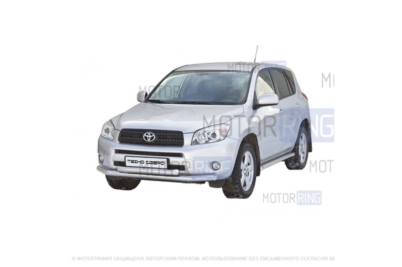 Защита переднего бампера ТехноСфера Труба двойная d63,5 для Toyota RAV IV 2005-2010 г.в.