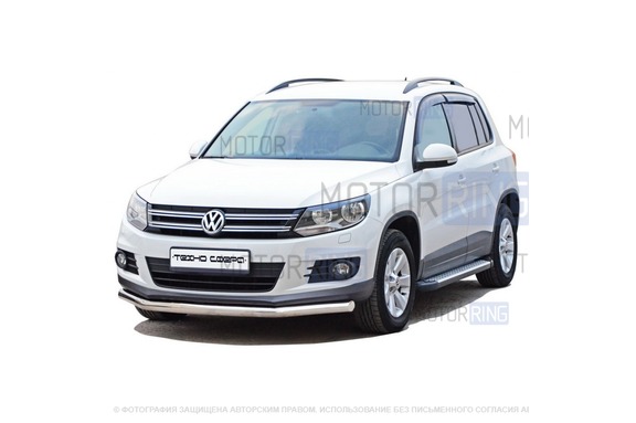 Защита переднего бампера ТехноСфера Труба d63,5 для Volkswagen Tiguan 2011-2016 г.в.
