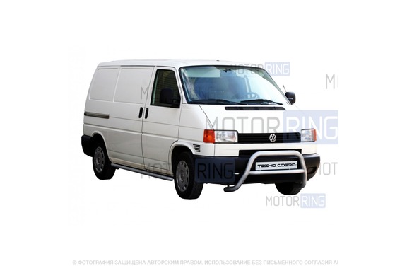Защита переднего бампера ТехноСфера из нержавеющей стали d63,5 для Volkswagen Transporter 1990-2003 г.в.