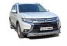 Защита порогов ТехноСфера Труба с проступью d76  для Mitsubishi Outlander 2015-2018 г.в.