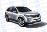 Защита порогов PT Group 51мм из нержавеющей стали с алюминиевой площадкой для KIA Sorento 2014-2020 г.в.