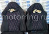 Обивка (не чехлы) сидений Recaro ткань с алькантарой (цветная строчка Ромб/Квадрат) для ВАЗ 2110, Лада Приора седан