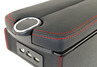 Подлокотник из экокожи с прострочкой с крышкой на кнопке, подстаканником и USB универсальный