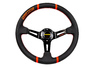 Спортивный руль MOMO Drifting Black обод из экокожи с красными кольцами для ВАЗ 2101-2115, Лада Калина, Гранта, Приора, 4х4, Нива Легенд, Нива Тревел, Шевроле Нива