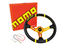 Спортивный руль MOMO Drifting Yellow обод под карбон с желтыми кольцами для ВАЗ 2101-2115, Лада Калина, Гранта, Приора, 4х4, Нива Легенд, Нива Тревел, Шевроле Нива
