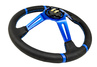Спортивный руль MOMO Drifting Blue обод из экокожи с синими кольцами для ВАЗ 2101-2115, Лада Калина, Гранта, Приора, 4х4, Нива Легенд, Нива Тревел, Шевроле Нива