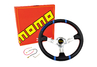 Спортивный руль MOMO Drifting Chrom обод под карбон с синими кольцами для ВАЗ 2101-2115, Лада Калина, Гранта, Приора, 4х4, Нива Легенд, Нива Тревел, Шевроле Нива